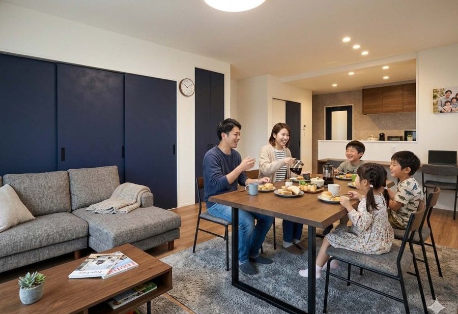 ※同一間取りの建築図面をもとに作成した完成イメージパースです。