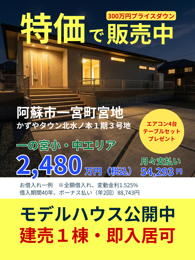 【阿蘇市｜一の宮町宮地】分譲情報｜かずやタウン北水ノ本1期　全3区画